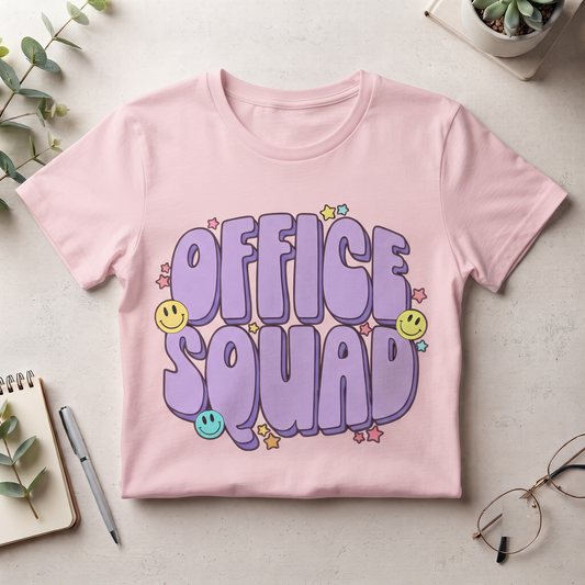 Retro Office Squad Shirt | Groovy Smiley Face Hoodie | Vintage Work Sweatshirt | Personalized Coworker T-Shirt