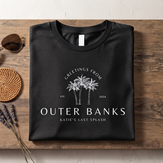 Custom Outer Banks Bachelorette Shirt, Greetings From Beach Vacation Sweatshirt, Palm Tree Girls Trip Hoodi