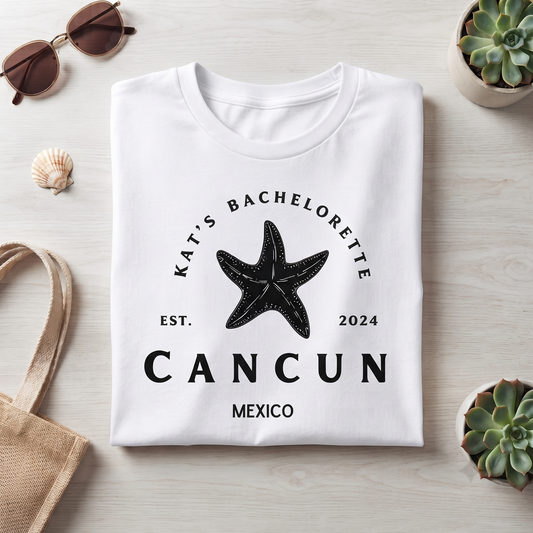 Custom Cancun Bachelorette Shirt, Beach Bachelorette Party Sweatshirt, Starfish Beach Trip Hoodie