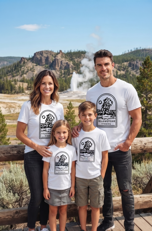 Custom Yellowstone National Park Shirt, Minimalist Wyoming Sweatshirt, Personalized Geyser Hoodie