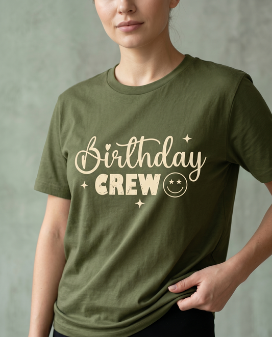 Custom Retro Birthday Crew Hoodie, Groovy Birthday Squad Sweatshirt, Personalized Smiley Face Birthday T-Shirt, Trendy Birthday Party Shirts