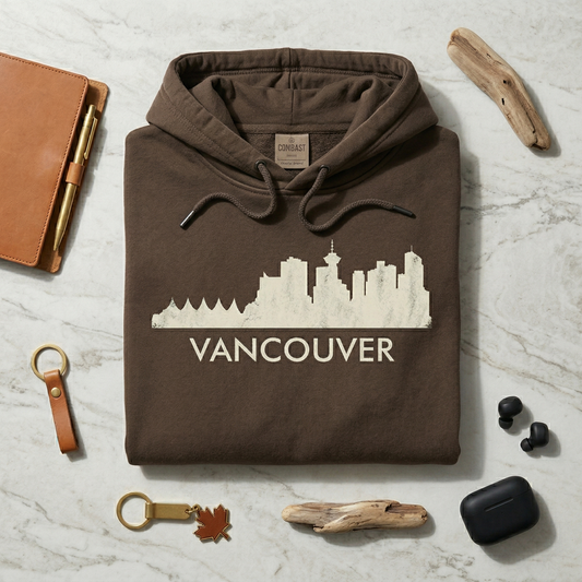 Custom Vancouver Skyline Hoodie | Personalized BC Sweatshirt | YVR Hometown Pride Sweater | Canadian Pacific Northwest Travel Gift
