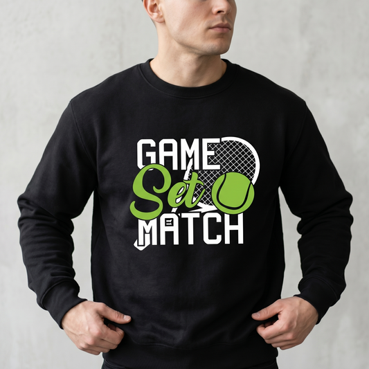 Custom Game Set Match Tennis Shirt, Personalized Tennis Mom Hoodie, Retro Tennis Ball Sweatshirt, Tennis Player Gift, Game Sports Apparel