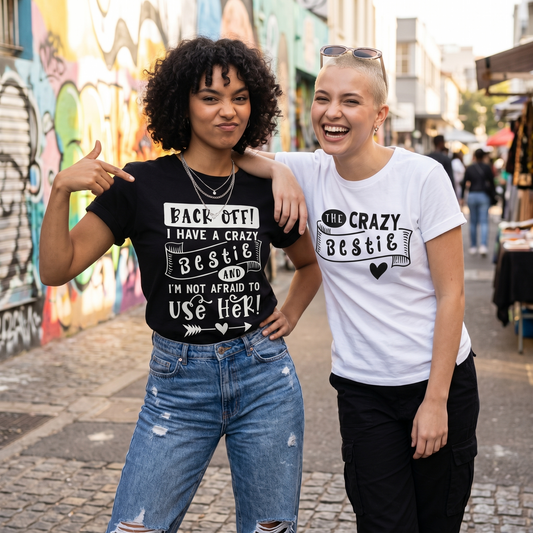 Custom Crazy Bestie Shirts, Personalized Matching Best Friend T-Shirts, Funny Bestie Gift, Back Off I Have A Crazy Bestie Tee