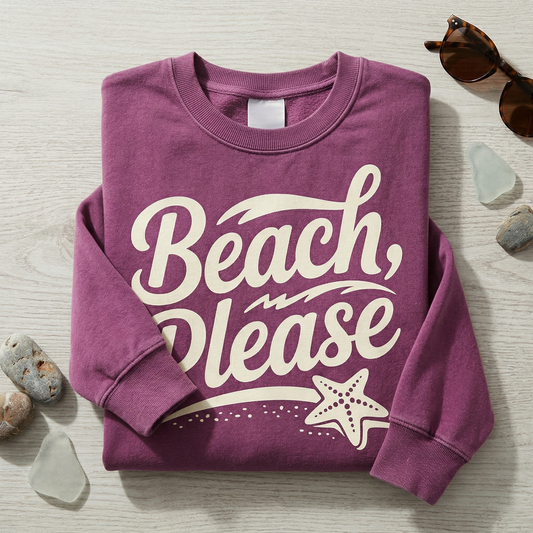 Custom Beach Please Shirt, Retro Summer Vacation Tee, Funny Beach T-Shirt, Personalized Girls Trip Shirt, Starfish Ocean Lover Gift