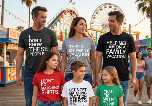 Funny Family Vacation Shirts | "Help Me" & "I Don't Do Matching" Tees