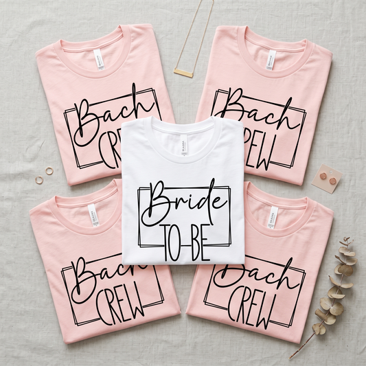 Custom Bachelorette Party Shirts, Personalized Bach Crew T-Shirt, Minimalist Bride To Be Tee, Matching Bridesmaid Shirts, Bridal Party Gift