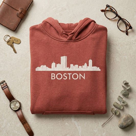 Custom Boston Skyline Hoodie | Personalized Massachusetts Sweatshirt | Beantown Hometown Pride Sweater | New England Travel Gift