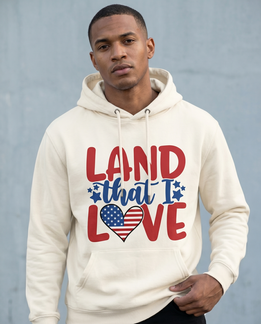 Custom Land That I Love Shirt, Patriotic 4th of July Hoodie, Independence Day Sweatshirt, USA Heart Stars Apparel