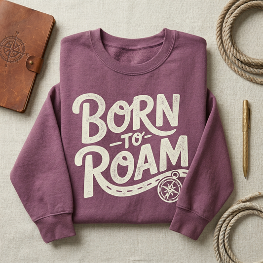 Born to Roam T-Shirt, Adventure Shirt for Women, Retro Wanderlust Tee, Nature Lover Gift, Mauve Customized Travel Shirt