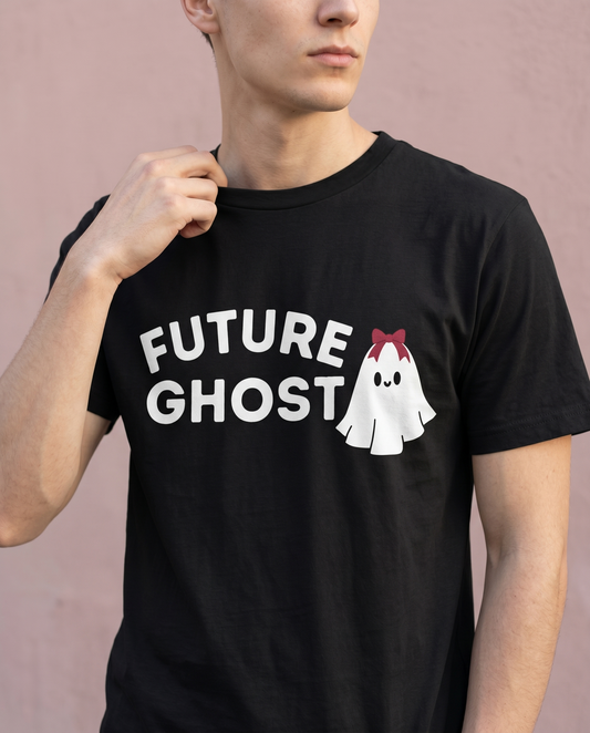 Custom Future Ghost Hoodie, Cute Spooky Sweatshirt, Personalized Halloween Ghost T-Shirt, Dark Humor Shirt, Aesthetic Ghost Bow Crewneck