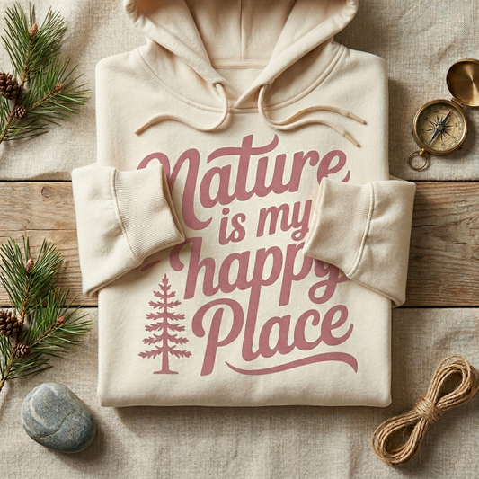 Nature Is My Happy Place Shirt, Personalized Outdoor Tee, Custom Hiking T-Shirt, Adventure Gift for Her, Camping Top, National Park Apparel