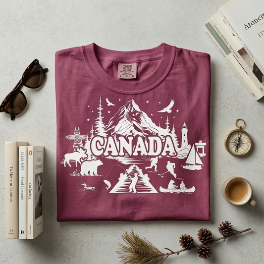 Comfort Colors Canada Shirt | Vintage Canadian Outdoors Tee | Wildlife Mountain Hiking T-Shirt | Travel Souvenir Nature Lover Gift