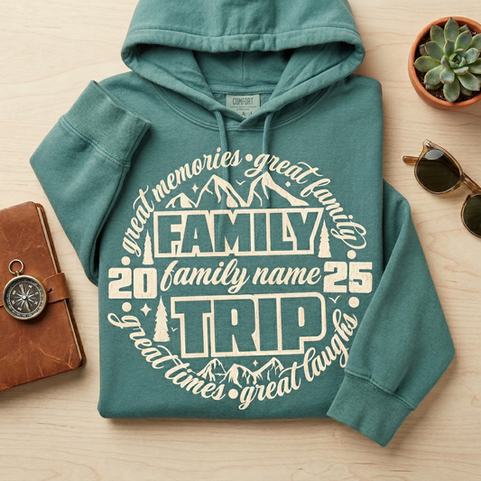 Custom Family Trip 2026 Sweatshirt, Personalized Family Name Mountain Crewneck, Matching Family Vacation Pullover, Great Memories Trip Gift
