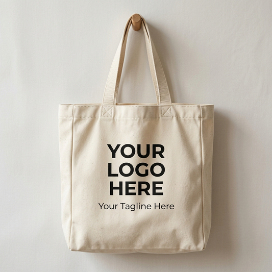 Custom Canvas Tote Bag with Personalized Logo and Text, Eco-Friendly Reusable Grocery Bag, Bespoke Aesthetic Handbag, Custom Business Logo