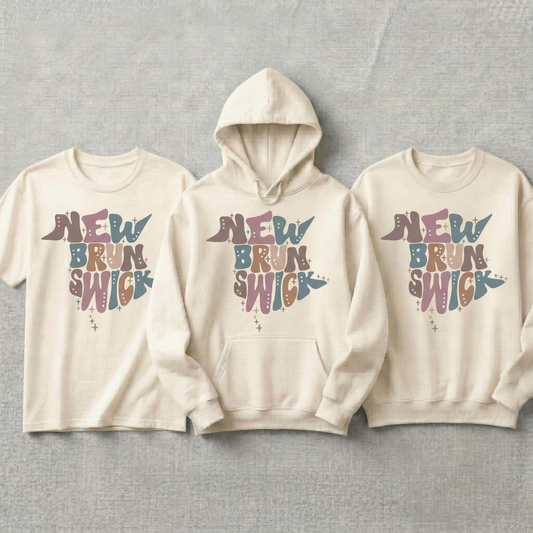 Custom New Brunswick Hoodie and Sweatshirt, Retro New Brunswick T-shirt, Aesthetic Canada Province Apparel, Personalized New Brunswick Gift