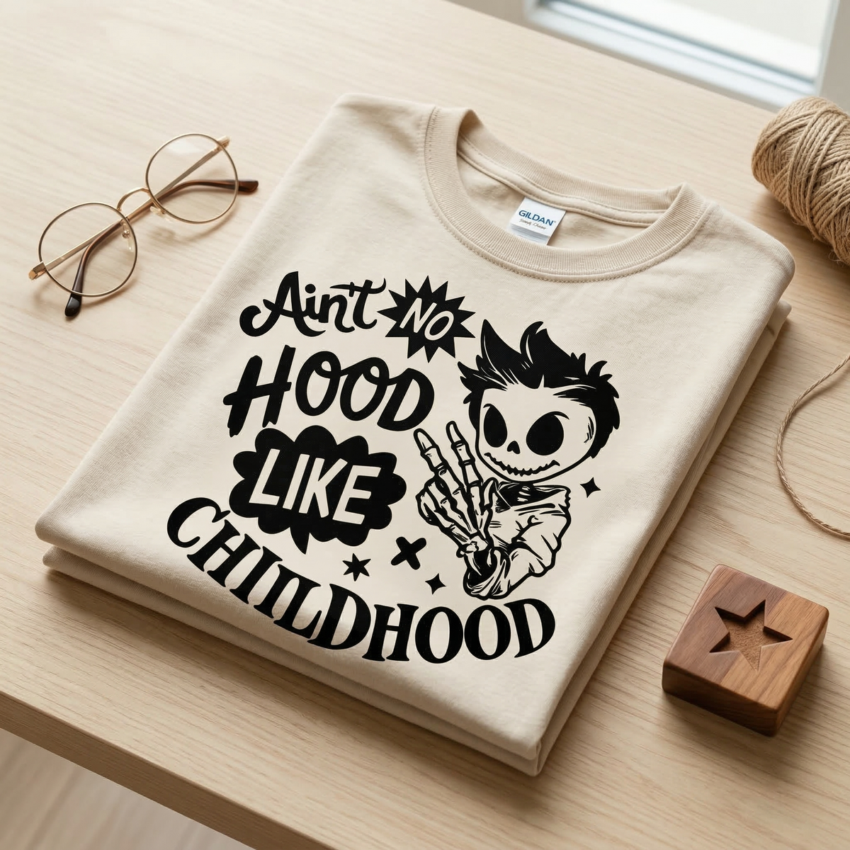 Ain't No Hood Like Childhood Toddler Hoodie | Cool Skeleton Kid Pullover | Retro Streetwear Kids Sweatshirt