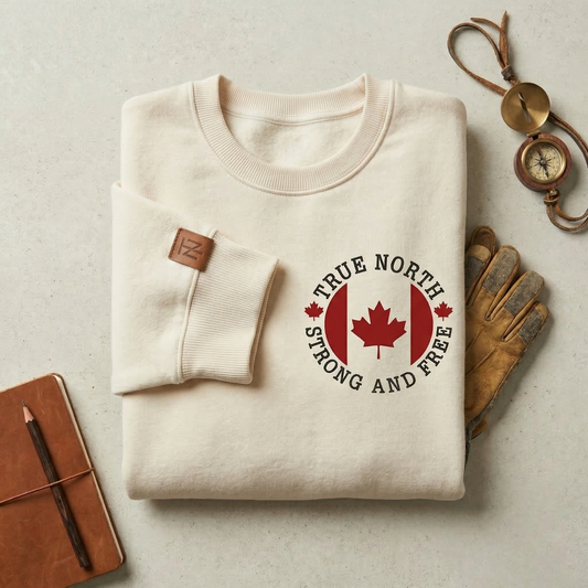True North Strong and Free Hoodie, Vintage Canada Flag Sweatshirt, Canadian Gifts, Retro Maple Leaf Pullover, Canada Day Apparel