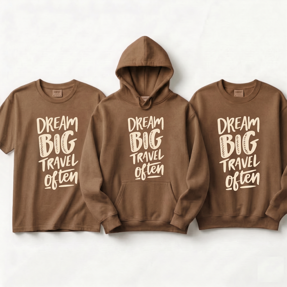 Custom Dream Big Travel Often Shirt, Personalized Inspirational Hoodie, Retro Travel Sweatshirt, Wanderlust Gift, Family Vacation Apparel