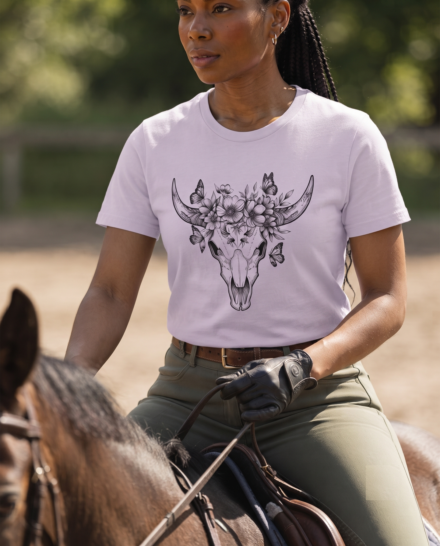 Floral Bull Skull Shirt, Wildflower Cow Skull Graphic Tee, Boho Western Hoodie
