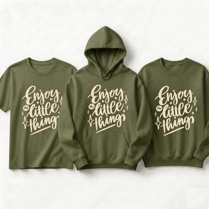 Enjoy the Little Things Crewneck Sweatshirt, Positive Quote Apparel, Inspirational Family Trip Shirt