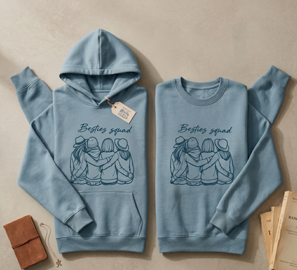 Custom Besties Squad Hoodie, Personalized Friend Group Sweatshirt, Bachelorette Party Apparel