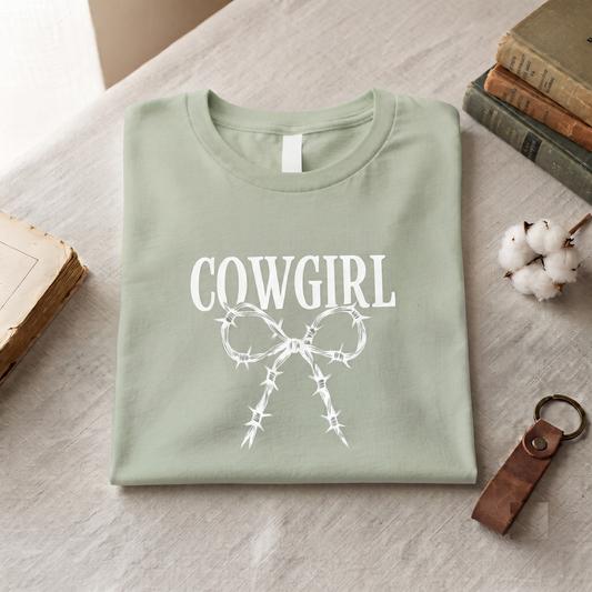Custom Cowgirl Barbed Wire Bow Shirt, Hoodie, Sweatshirt, Western Coquette Style