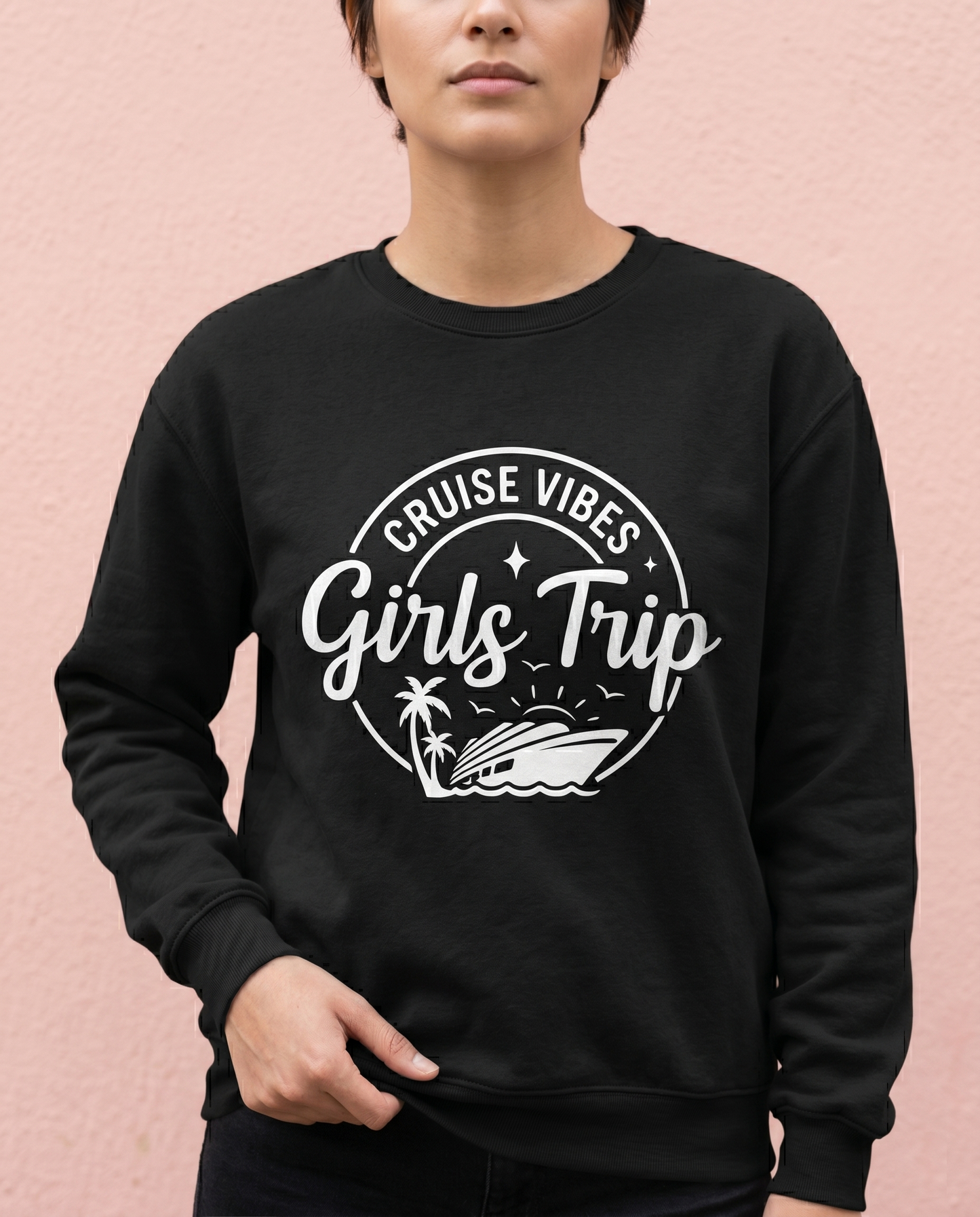 Girls Trip Cruise Vibes Sweatshirt, Personalized Nautical Vacation Apparel (2026)