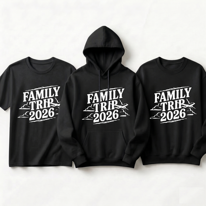 Custom Family Trip 2026 Shirts, Matching Airplane Travel Hoodie, Personalized Family Vacation Crewneck, Custom Family Reunion Sweatshirt