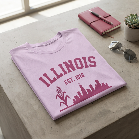 Custom Illinois Shirt, Vintage Collegiate Corn Skyline Apparel, Retro State Pride Hoodie