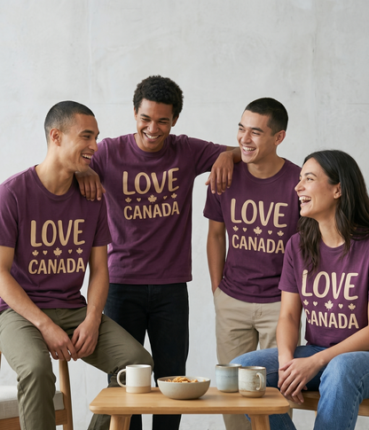 Custom Love Canada T-Shirt | Personalized Canadian Pride Tee, Custom Text Canada Shirt, Retro Maple Leaf Heart Unisex Graphic Top