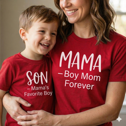 Mama & Son Matching Shirts – Boy Mom Forever / Mama’s Favorite Boy – Mom and Son Matching T-Shirts – Mommy and Me Outfit – Mother Son Gift