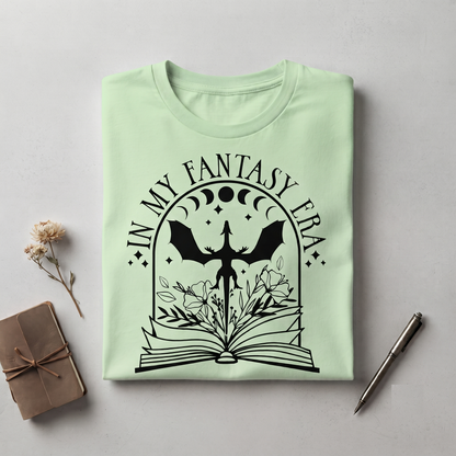 Fantasy Era Dragon Book Shirt, Floral Moon Reader Apparel