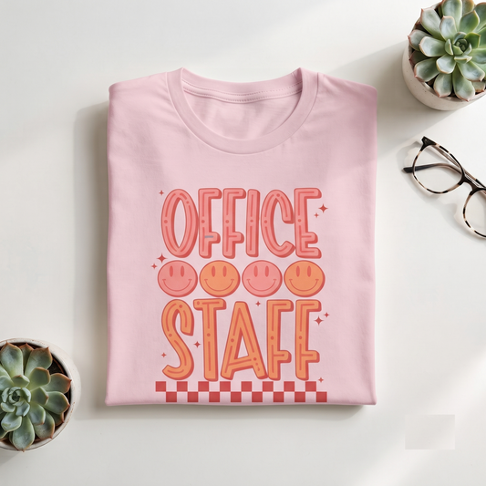 Office Staff Shirt | Groovy Smiley Face Hoodie | Vintage Work Sweatshirt | Personalized Coworker T-Shirt