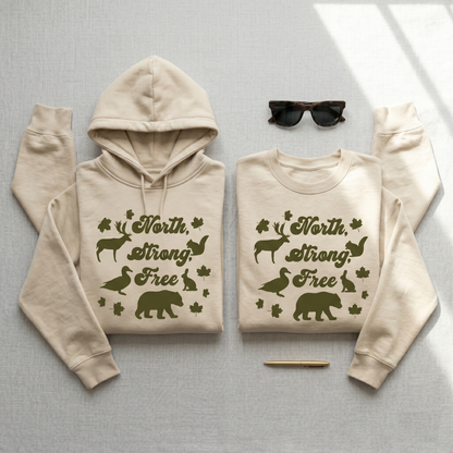 Custom North Strong Free T-Shirt | Personalized Canadian Wildlife Nature Tee, Retro Vintage Canada Shirt, Custom Graphic Unisex Top