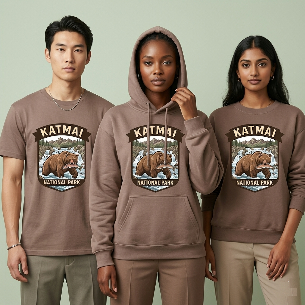 Katmai National Park Brown Bear Shirt, Alaska Bear Hoodie, Vintage Grizzly Bear Sweatshirt, Custom National Park Gift, Retro Nature Apparel