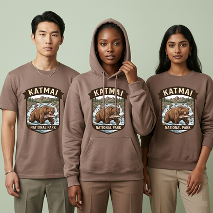 Katmai National Park Brown Bear Shirt, Alaska Bear Hoodie, Vintage Grizzly Bear Sweatshirt, Custom National Park Gift, Retro Nature Apparel
