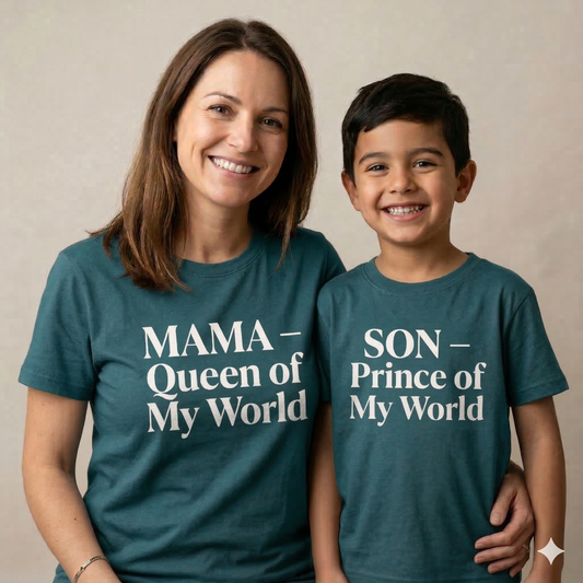 Mama & Son Matching Shirts – Queen of My World / Prince of My World – Mommy and Me T-Shirts – Boy Mom Matching Outfit – Mother Son Gift