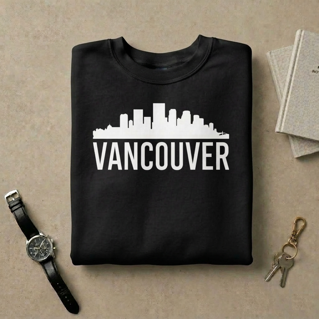 Vancouver Sweatshirt | Vancouver Skyline Crewneck | Minimalist Cityscape Sweater | British Columbia Souvenir | Hometown Pride Travel Gift