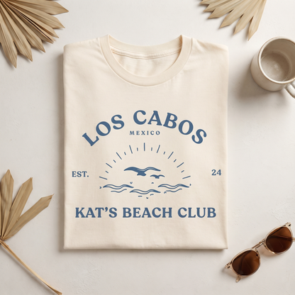 Custom Los Cabos Bachelorette Shirt, Beach Club Vacation Sweatshirt, Sunset Birds Ocean Waves Hoodie