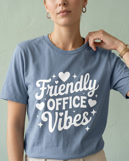 Friendly Office Vibes Shirt, Customizable Team Sweatshirt, Retro Script Apparel