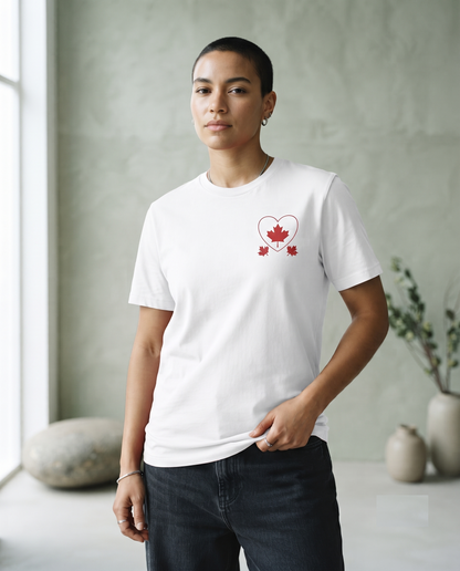 Custom Canada Heart Shirt, Minimalist Maple Leaf Apparel, Personalized Hoodie Sweatshirt