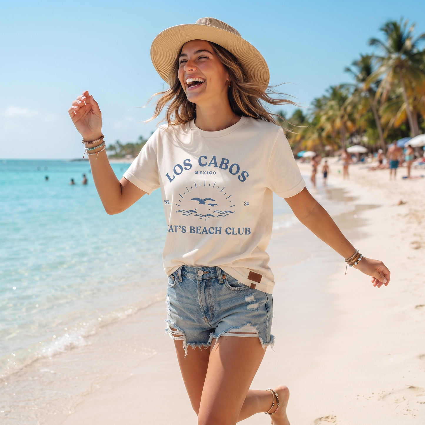 Custom Los Cabos Bachelorette Shirt, Beach Club Vacation Sweatshirt, Sunset Birds Ocean Waves Hoodie