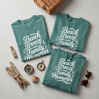 Custom Family Vacation Shirt | Beach Breeze and Family Memories | Matching Beach Hoodies | Personalized Summer Trip Sweatshirt