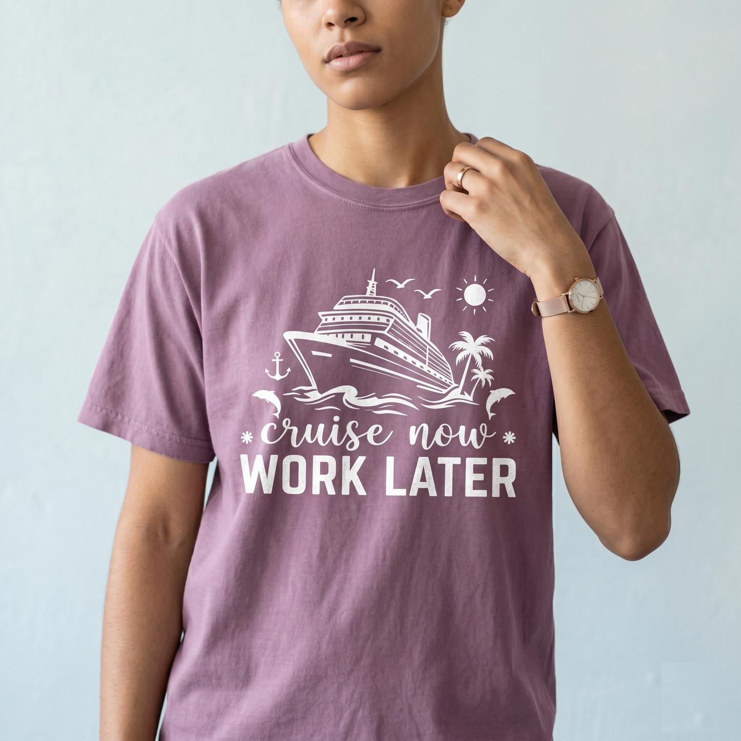 Custom Cruise Now Work Later Shirt | Funny Matching Cruise Hoodies | Personalized Nautical Vacation Sweatshirt | 2026 Family Cruise Gift