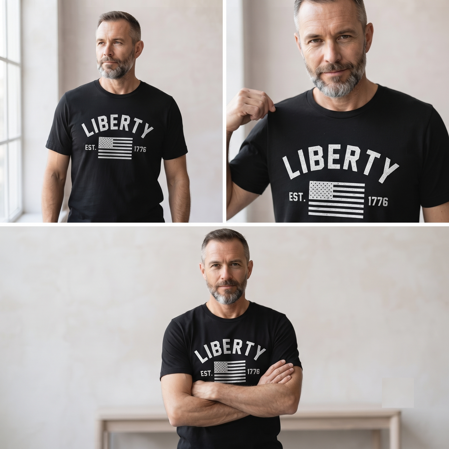 Retro America T-Shirt, Vintage USA Flag, Customizable Text Apparel