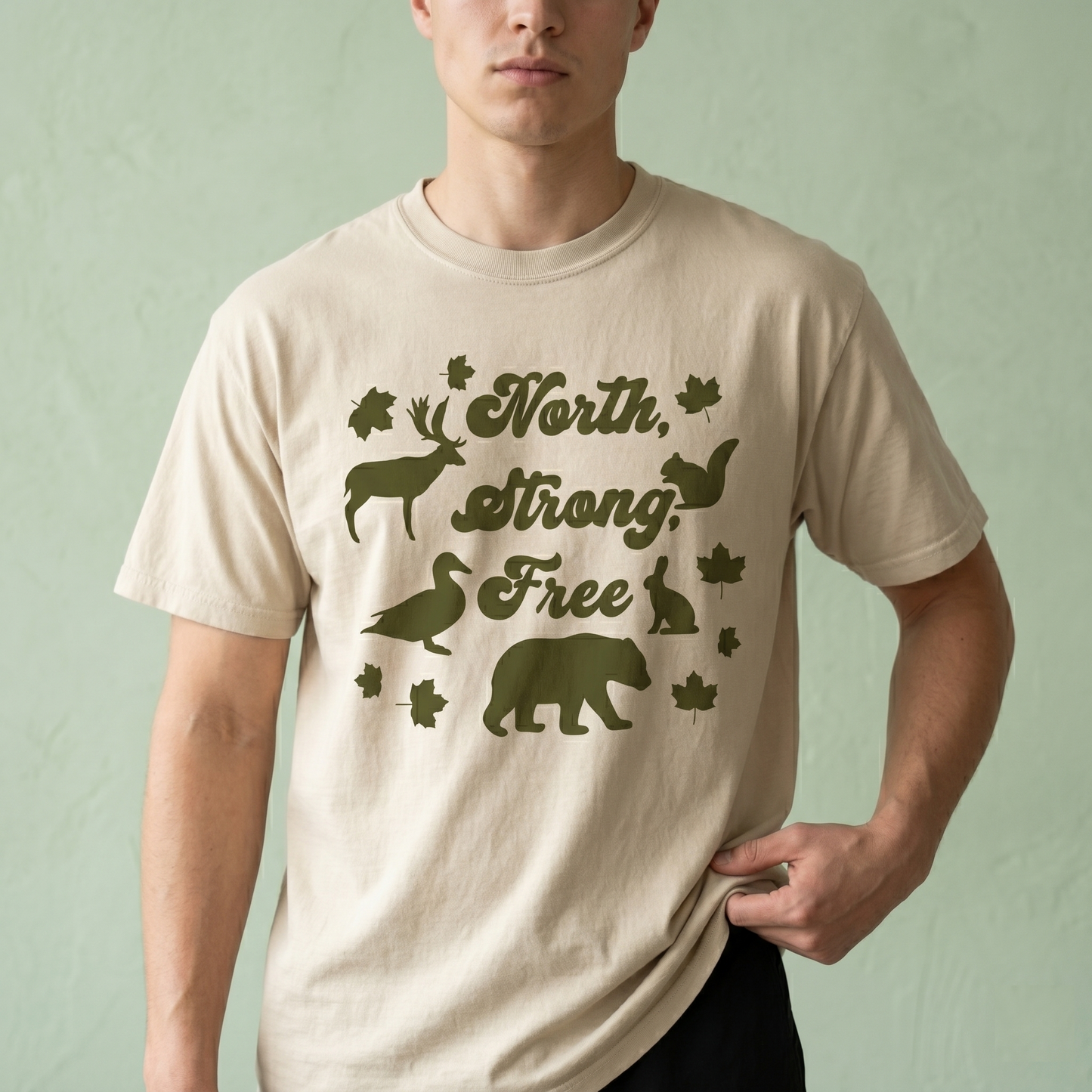 Custom North Strong Free T-Shirt | Personalized Canadian Wildlife Nature Tee, Retro Vintage Canada Shirt, Custom Graphic Unisex Top