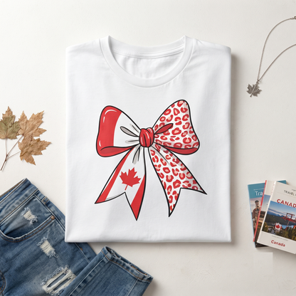 Custom Canada Bow Shirt, Red Leopard Print Hoodie, Canadian Flag Sweatshirt Tee