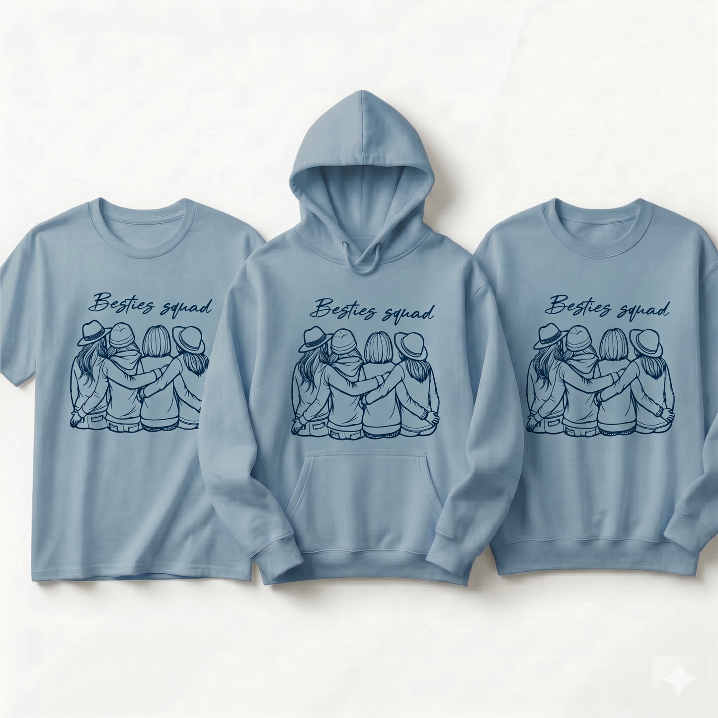 Custom Besties Squad Hoodie, Personalized Friend Group Sweatshirt, Bachelorette Party Apparel