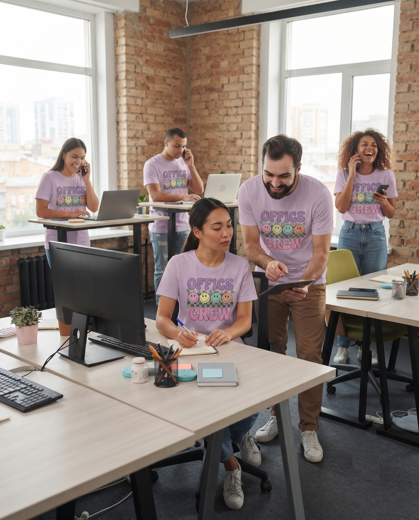 Retro Office Crew Shirt | Groovy Checkerboard Hoodie | Vintage Smiley Face Sweatshirt | Personalized Coworker T-Shirt